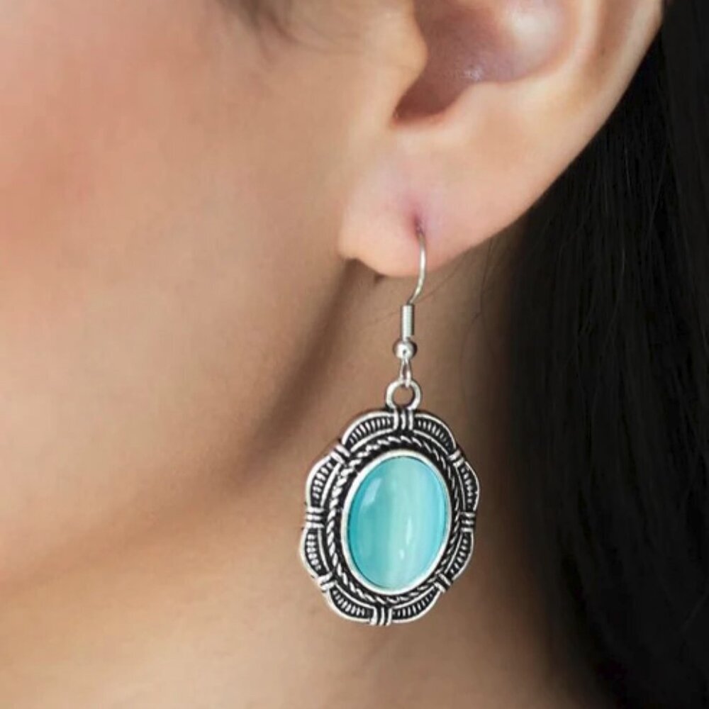 Paparazzi Jewelry Accessories -Garden Party Perfection - Blue Earrings - Vintage